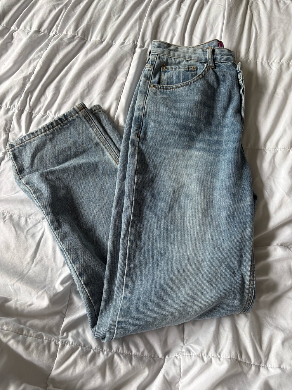 Edikted Light Blue Wide Leg Jeans